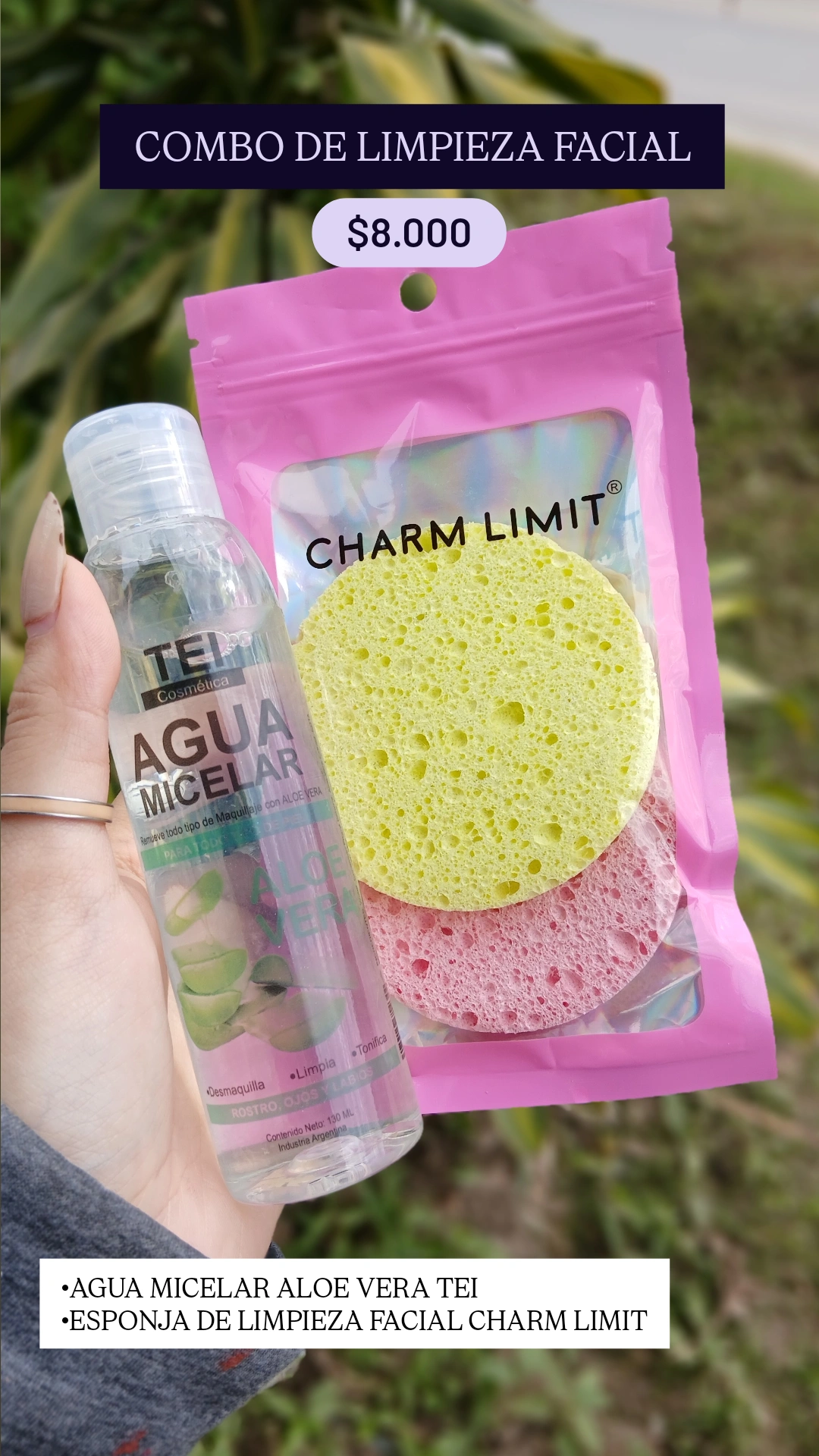 Combo de skincare (Agua Micelar + pack ×2 de esponja de limpieza facial)