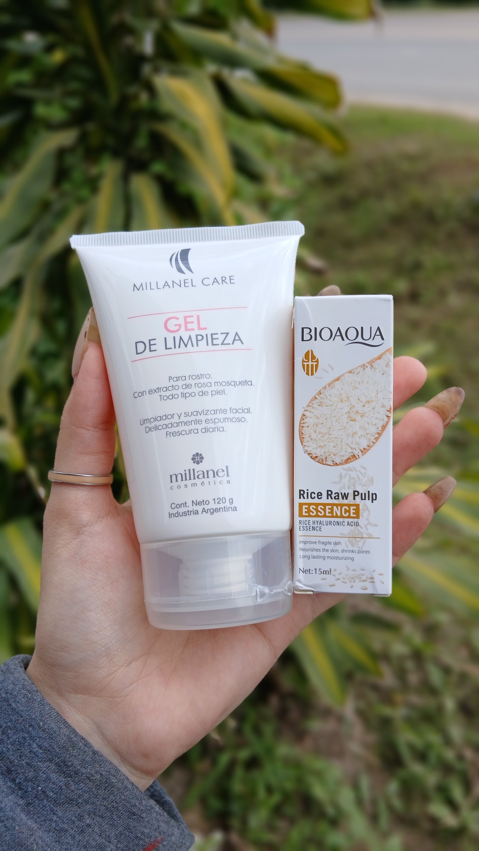 Combo de limpieza facial (Gel de limpieza + sérum Bioaqua de arroz)